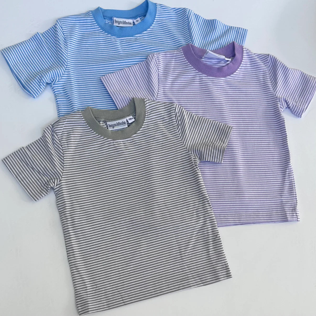 Personalized Embroidery Knit Stripe Short Sleeve Shirt