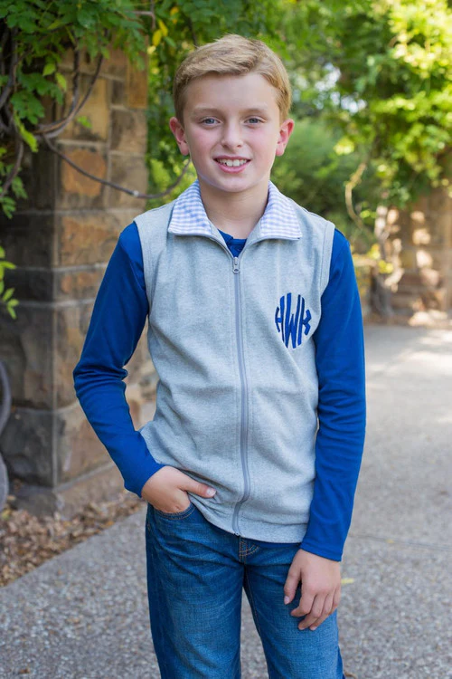 Personalized Monogrammed Embroidery Vest Fall Autumn Kids Boys Girls