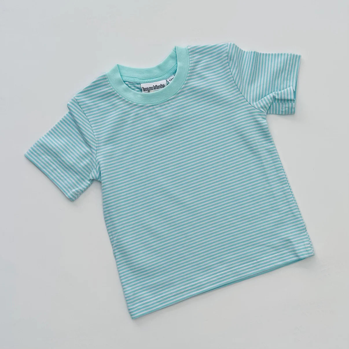Personalized Embroidery Knit Stripe Short Sleeve Shirt