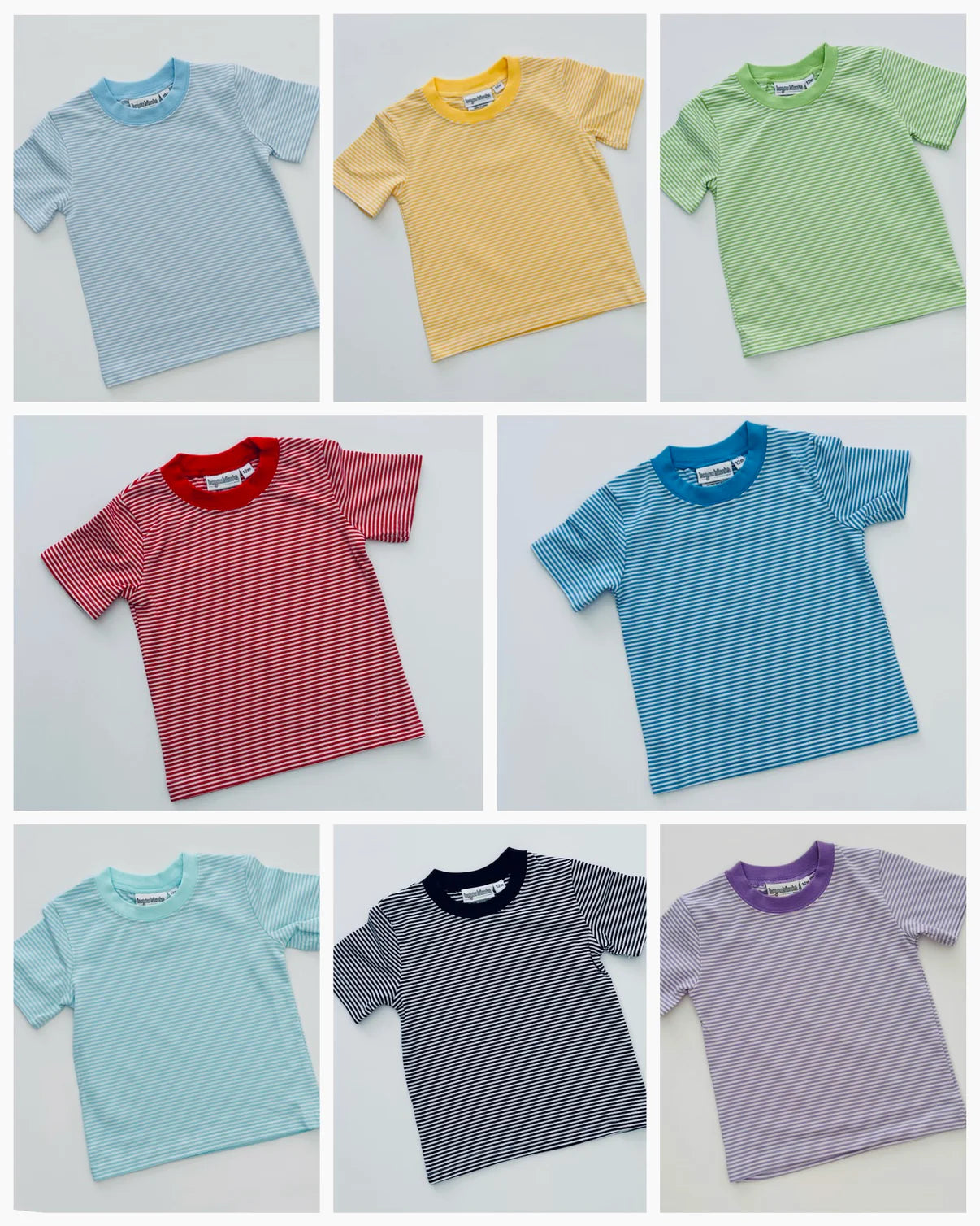 Personalized Embroidery Knit Stripe Short Sleeve Shirt
