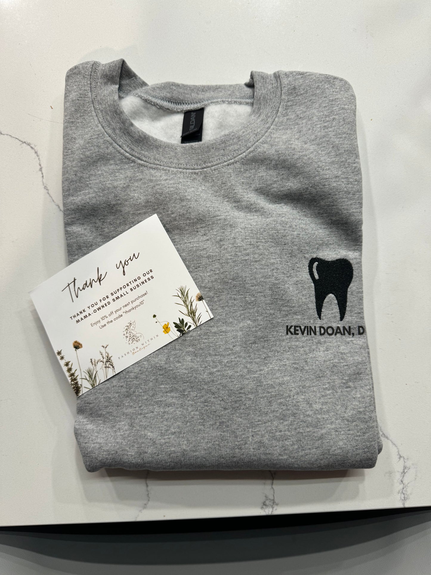 Custom Teeth Embroidery Dental Dentist Dental Hygienist Assistant Sweatshirt Crewneck