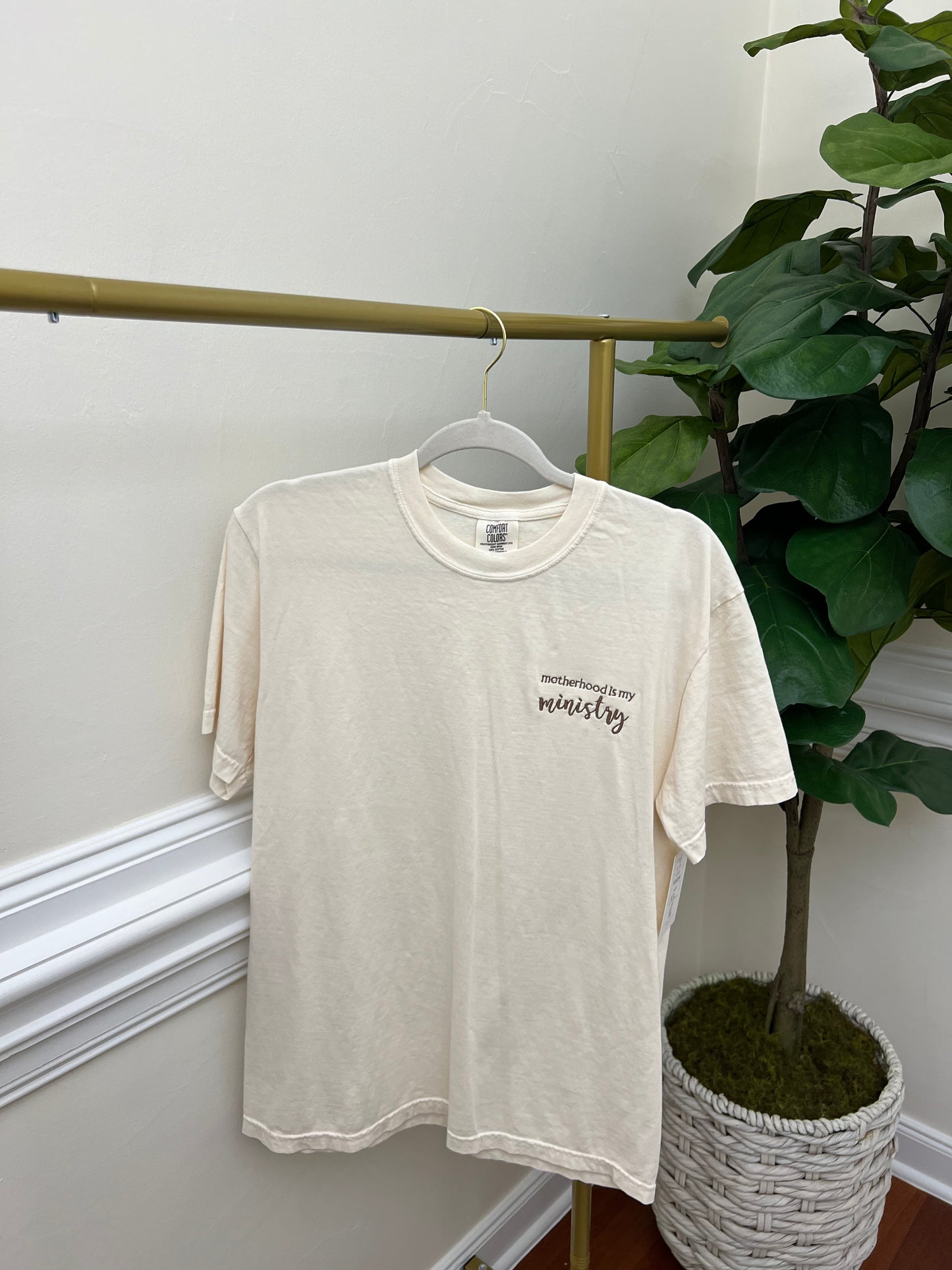 Motherhood is My Ministry Embroidery Tee Christian Catholic Tshirts