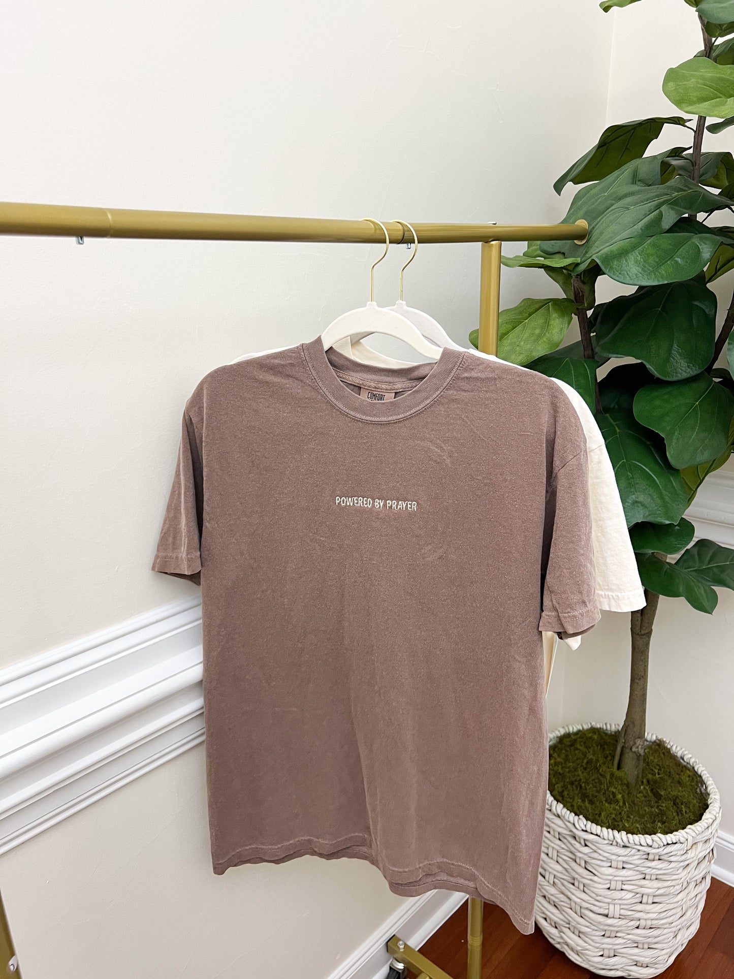 Powered By Prayer Embroidery Faith Based Tee Christian Catholic Tshirts