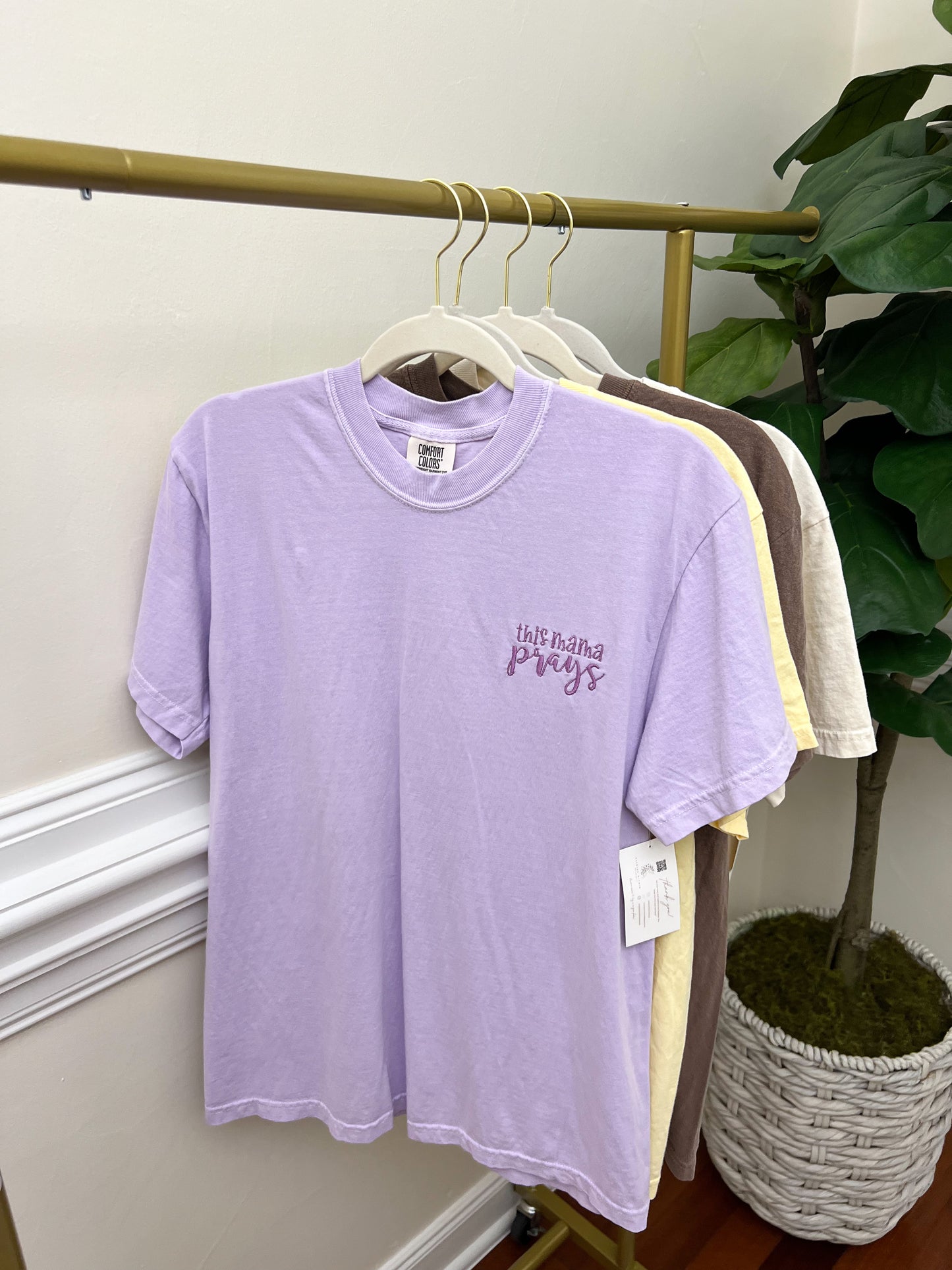 This Mama Prays Embroidery Tees Faith Based Christian Catholic Tshirts