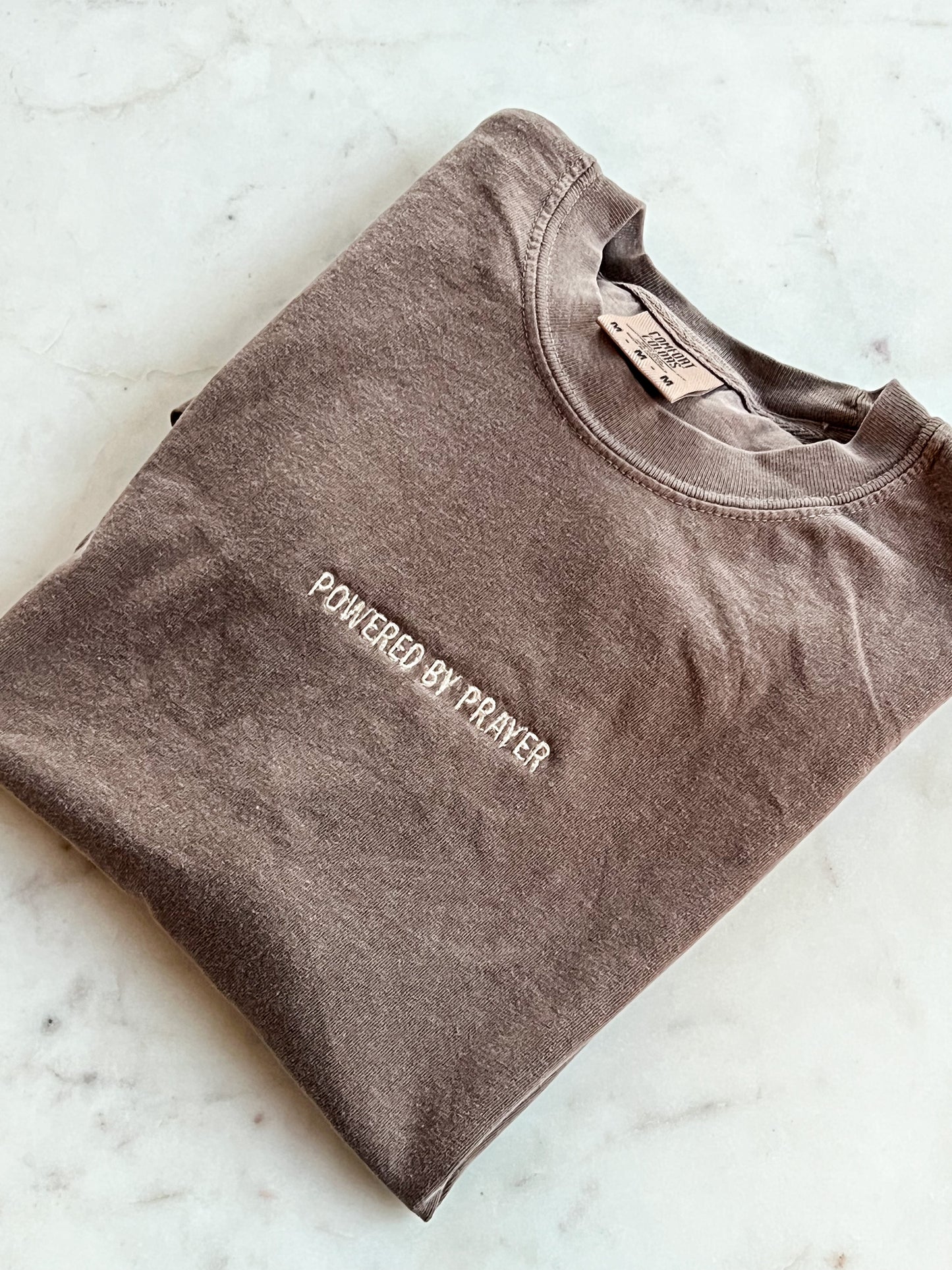 Powered By Prayer Embroidery Faith Based Tee Christian Catholic Tshirts