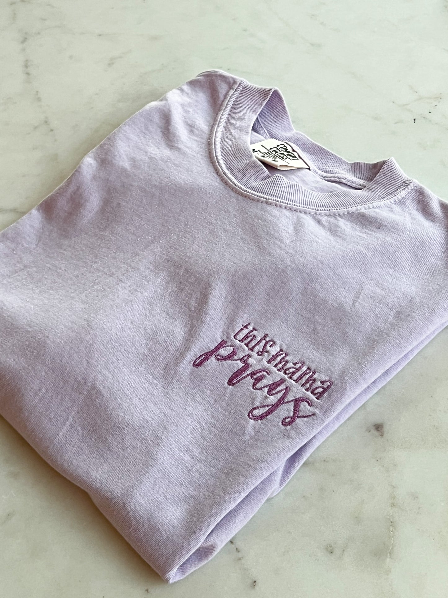 This Mama Prays Embroidery Tees Faith Based Christian Catholic Tshirts