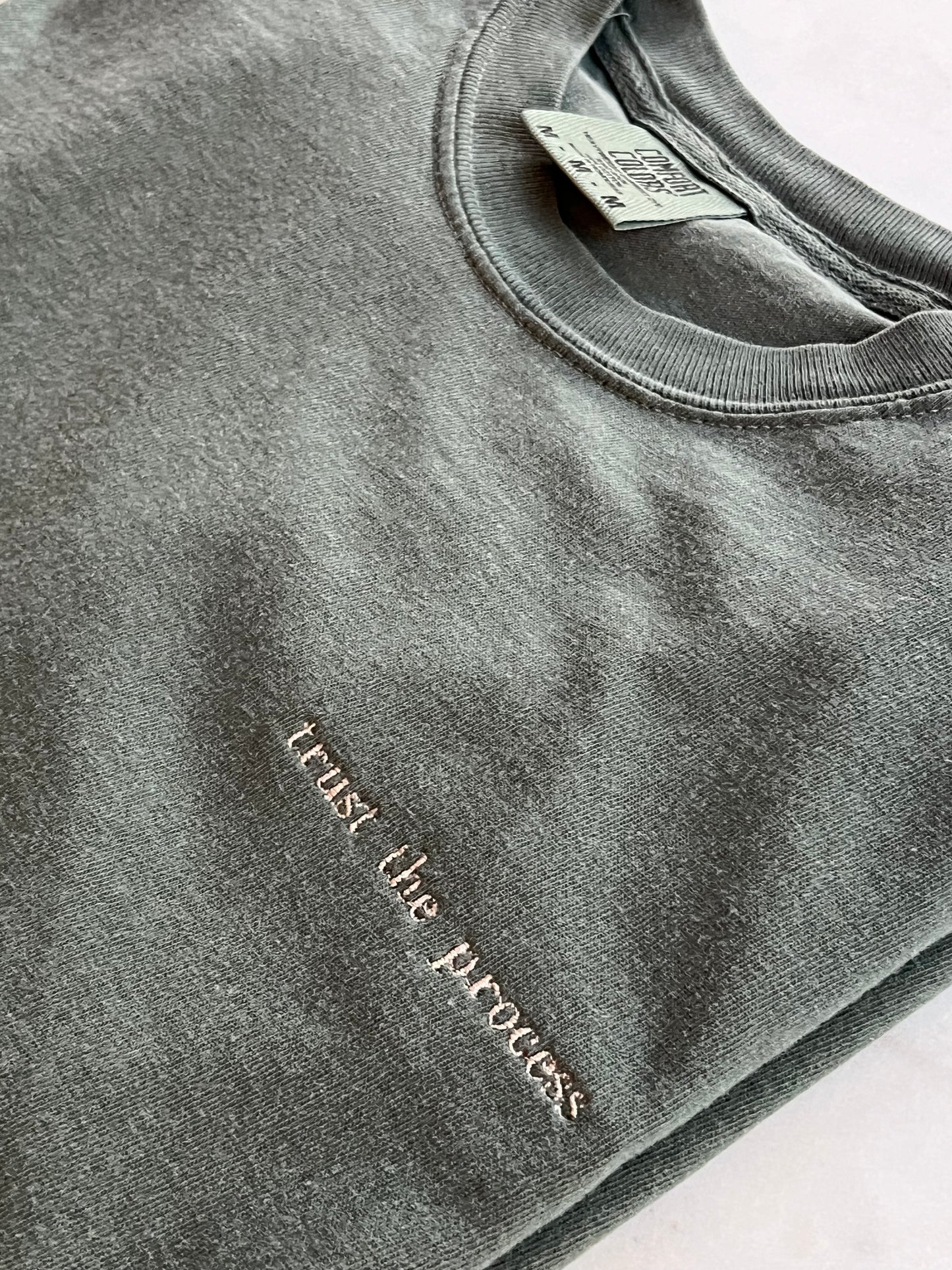 Trust The Process Embroidery Faith Based Tee Christian Catholic Tshirts