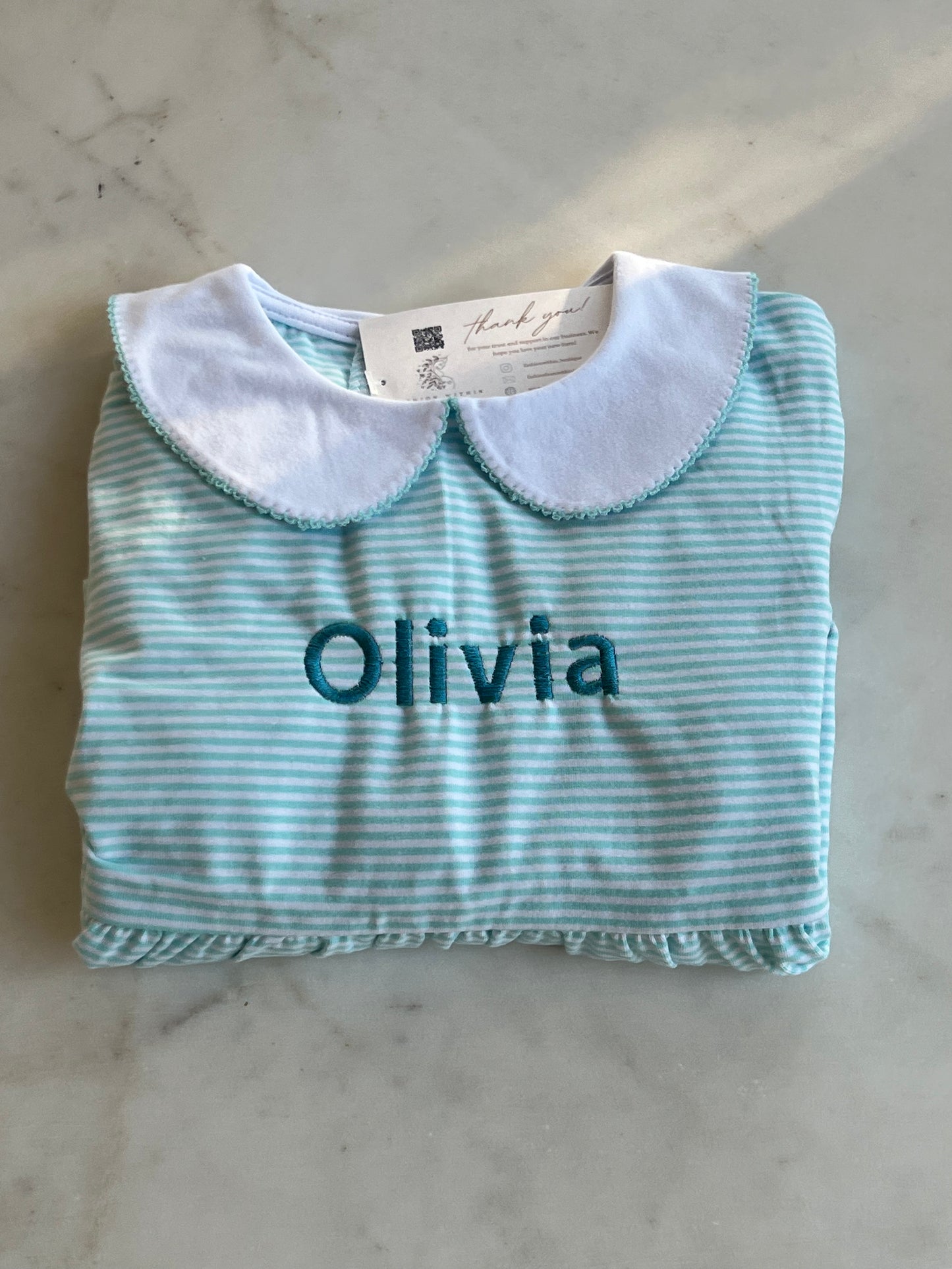 Personalized Knit Stripe Peter Pan Collar Dress
