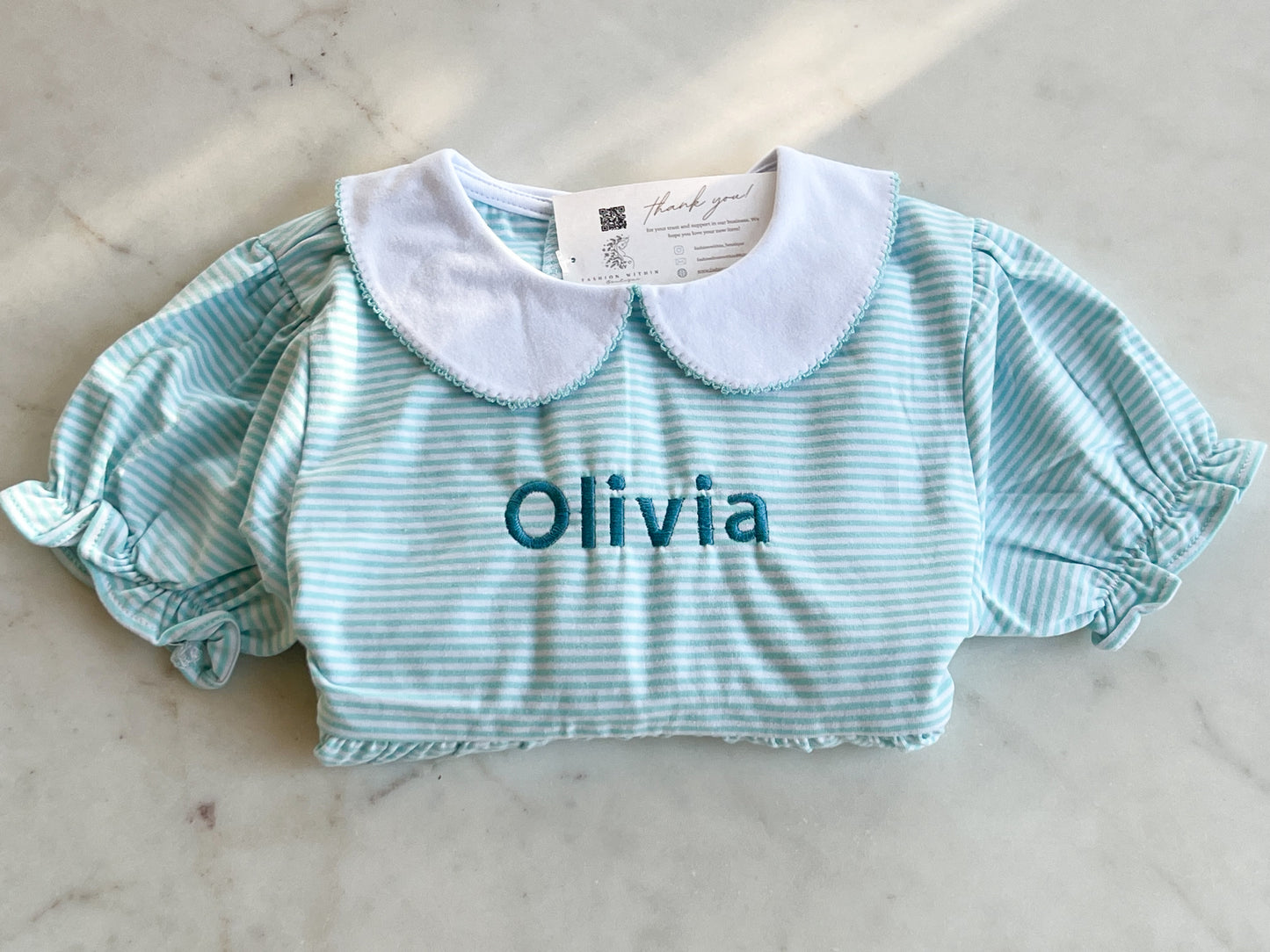 Personalized Knit Stripe Peter Pan Collar Dress