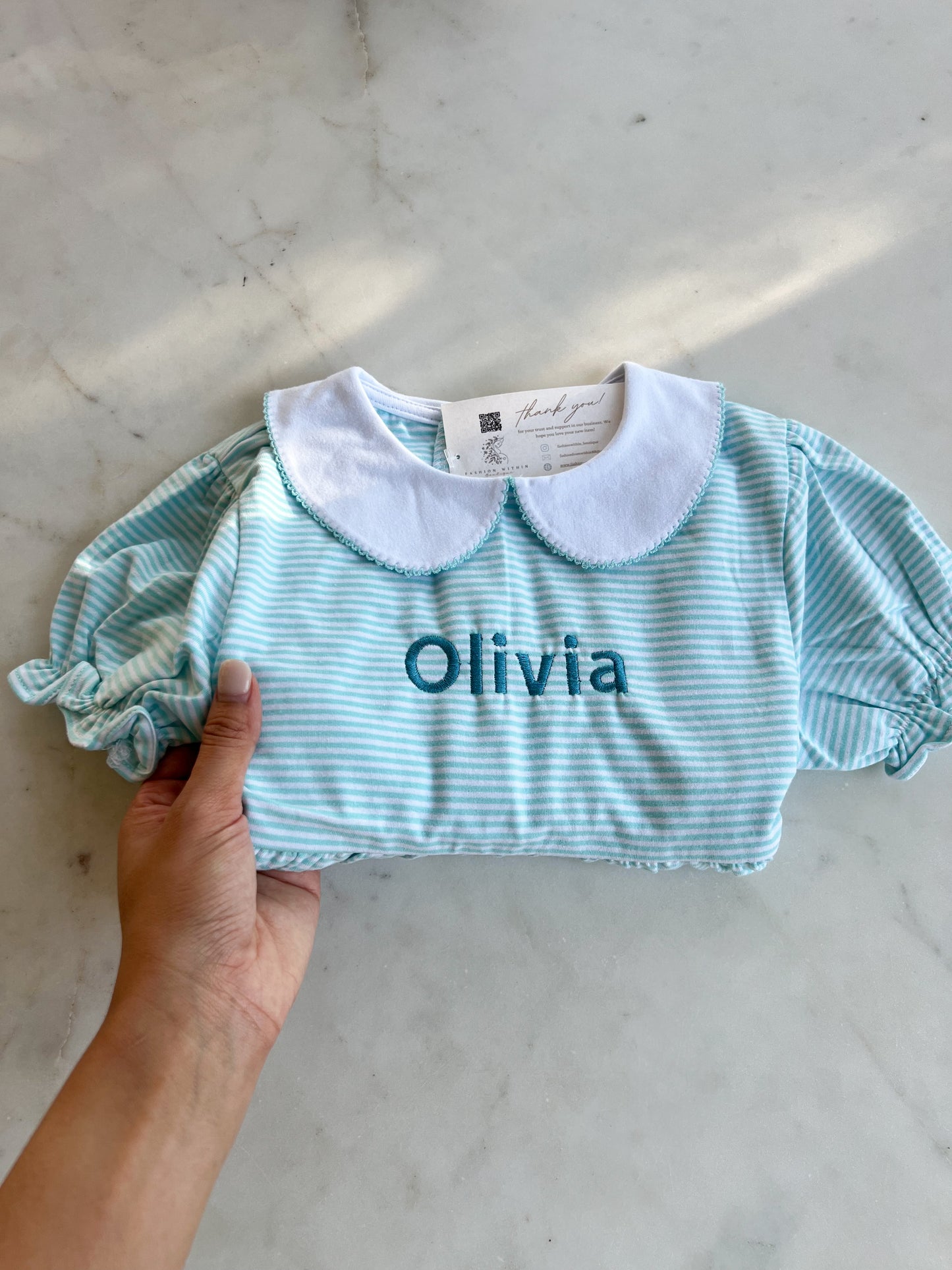 Personalized Knit Stripe Peter Pan Collar Dress