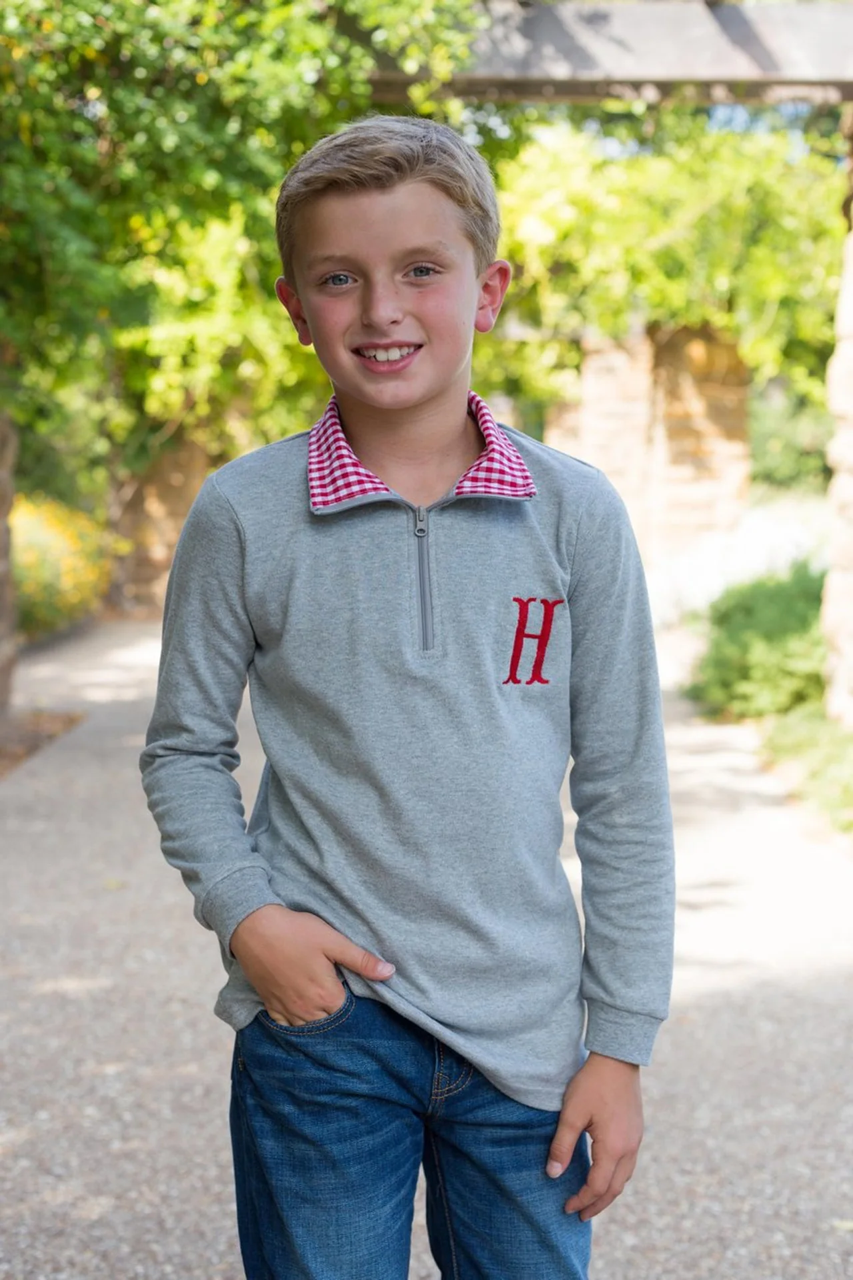 Personalized Monogrammed Embroidery Sweatshirt Quarter Zip Pullover Jacket Boys Girls Kids