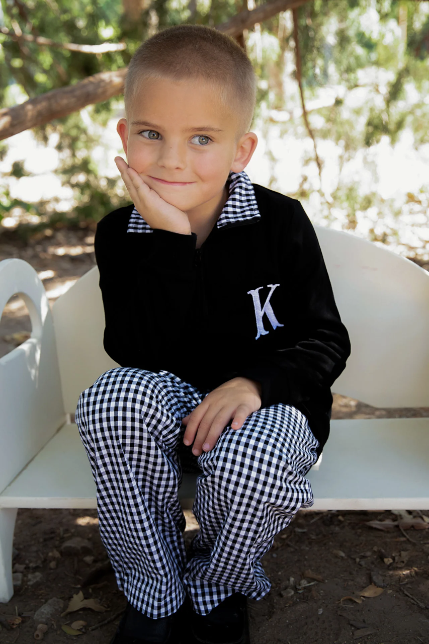 Personalized Monogrammed Embroidery Sweatshirt Quarter Zip Pullover Jacket Boys Girls Kids