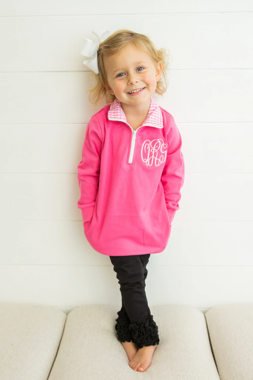 Personalized Monogrammed Embroidery Sweatshirt Quarter Zip Pullover Jacket Boys Girls Kids