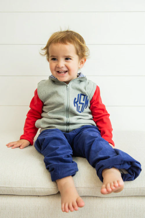 Personalized Monogrammed Embroidery Vest Fall Autumn Kids Boys Girls