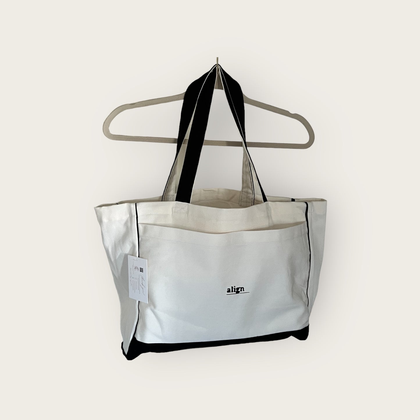 Trim Color Tote Bag with Front Pocket and Inside Zipper Pocket