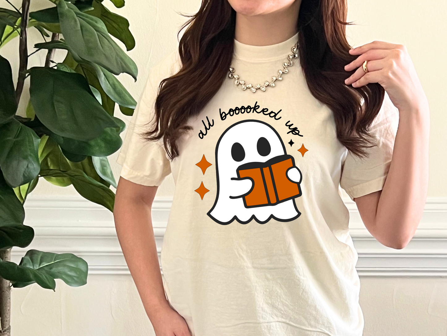 All Booked Up Ghost Falloween Halloween Tshirt