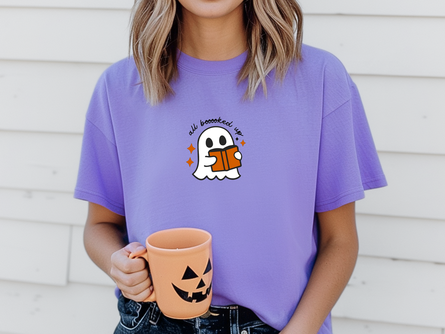 All Booked Up Ghost Falloween Halloween Tshirt