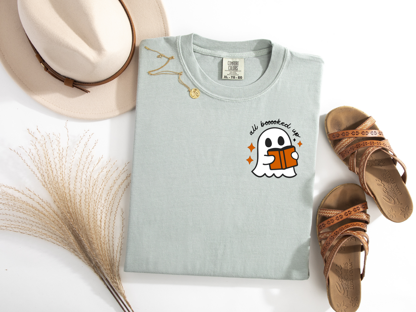 All Booked Up Ghost Falloween Halloween Tshirt