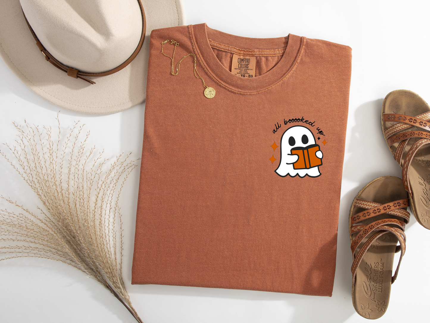 All Booked Up Ghost Falloween Halloween Tshirt