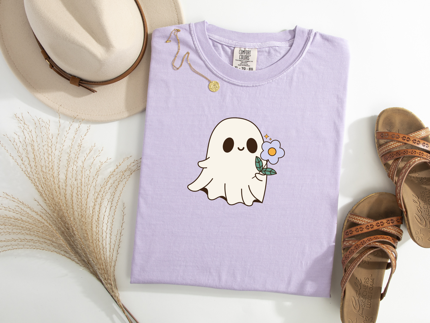 Floral Flower Lilac Orchid Ghost Tshirt Falloween Halloween