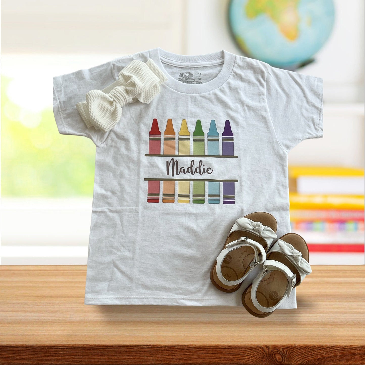 Kids School Shirt Crayon Crayola Personalized Gift for School PreK Kindergarten