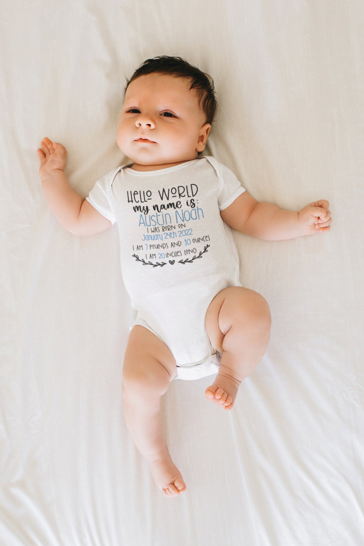 Birth Details Onesie New Baby Shirt Surprise Keepsake Gift Idea