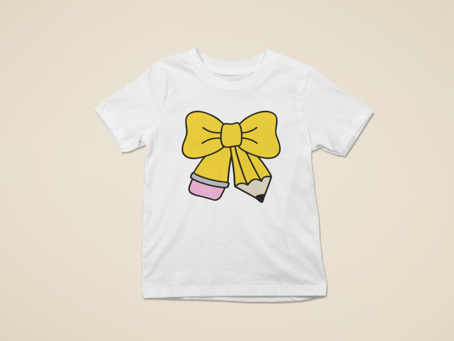 Pencil Bow Tshirt Back to School First Day Students