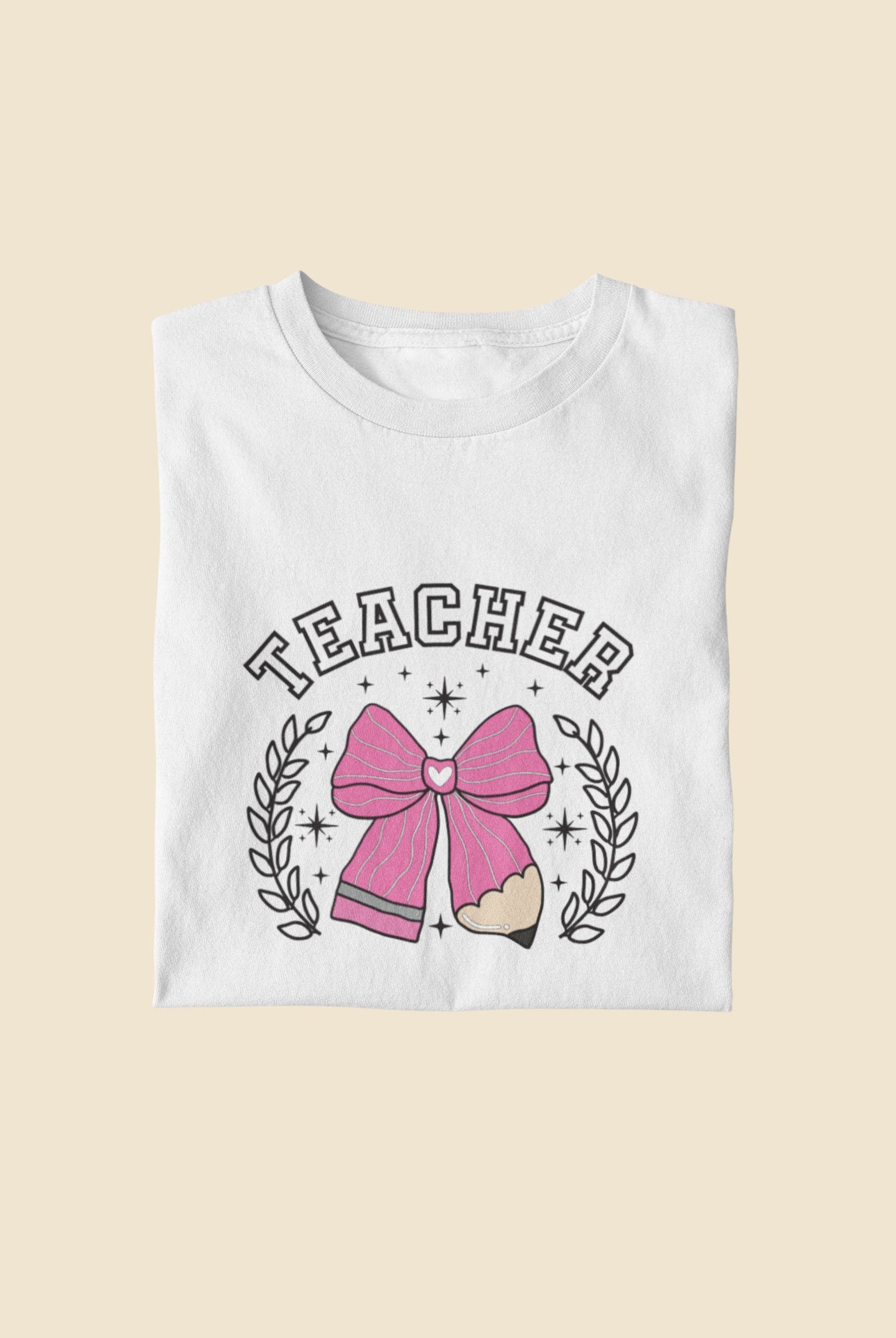 Pink Pencil Bow Teacher Tshirt Back to School First Day