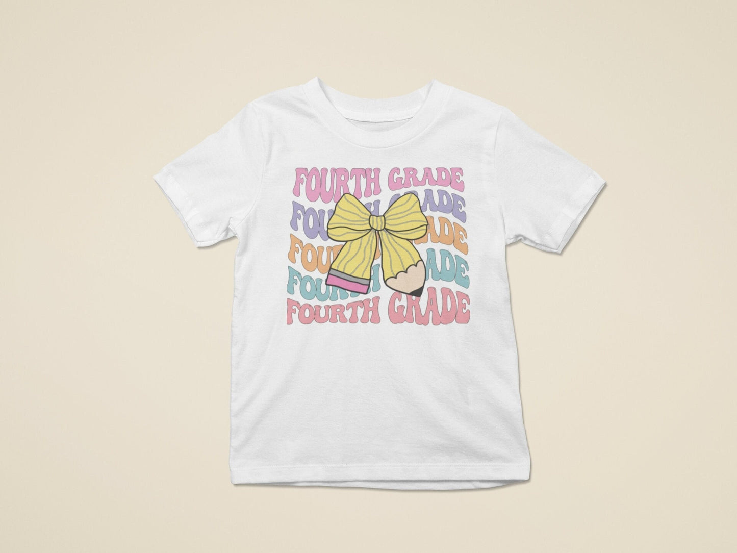 Fourth Grade Pencil Bow Grade Back To School First Day Tshirt