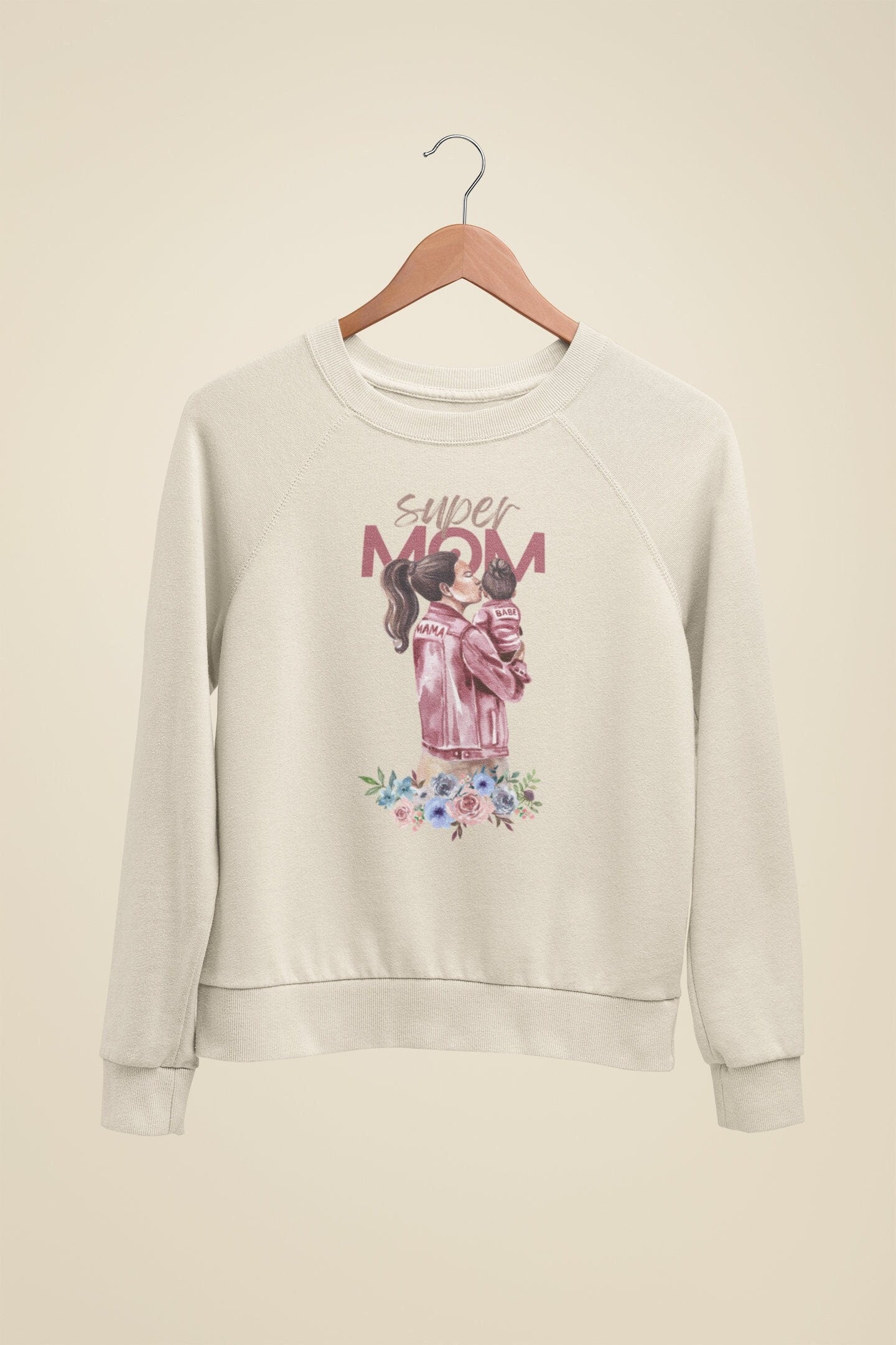 SUPER MOM Mother Daughter Sweatshirt T-shirt Baby Shower Mothers Day Gift