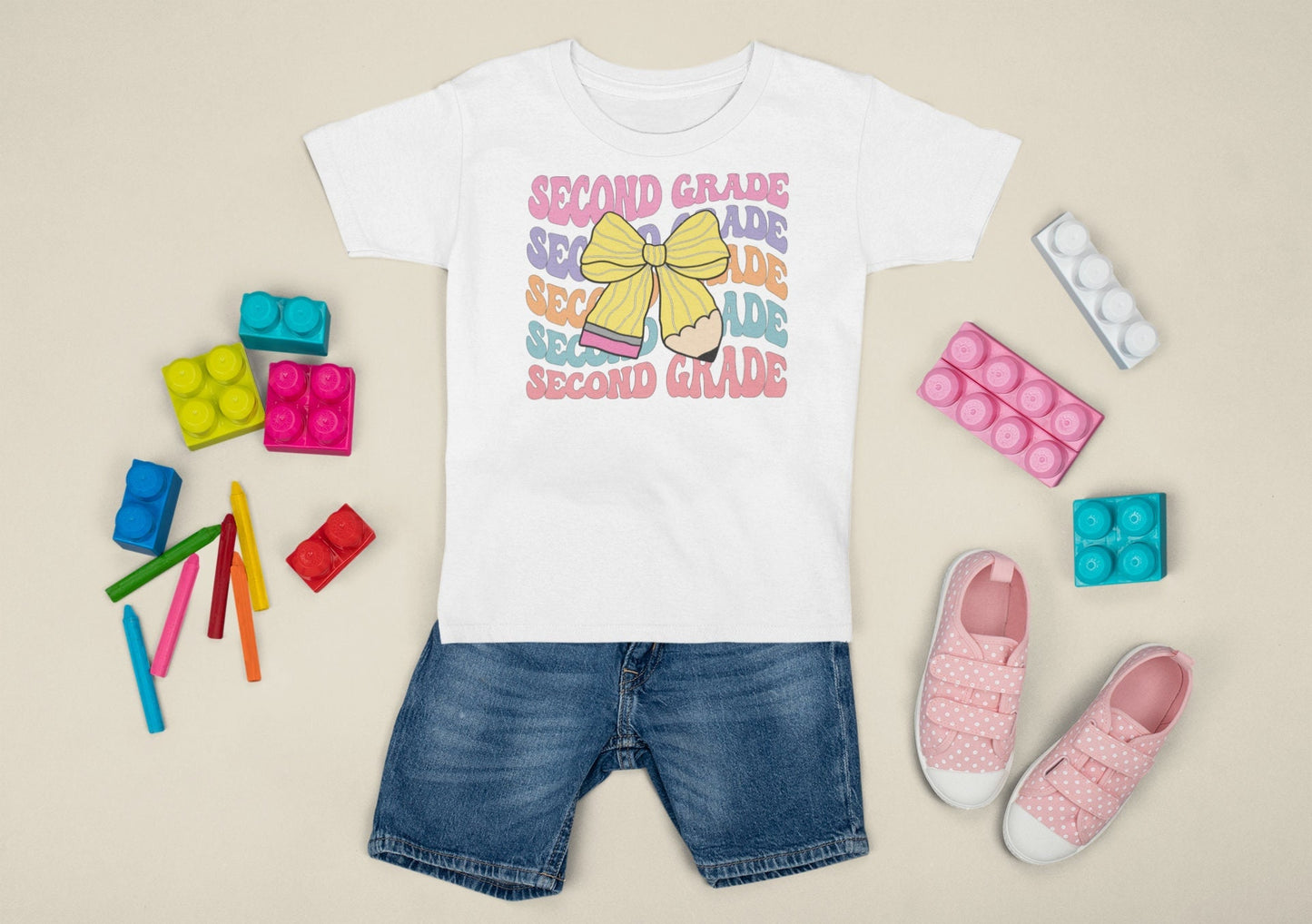 Second Grade Bow Pencil Back To School Tshirt First Day of School Teachers Students