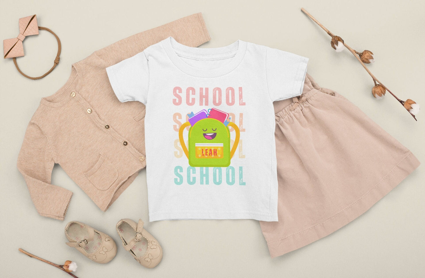 School Back To School Backpack Name First Day Tshirt Kids Teachers