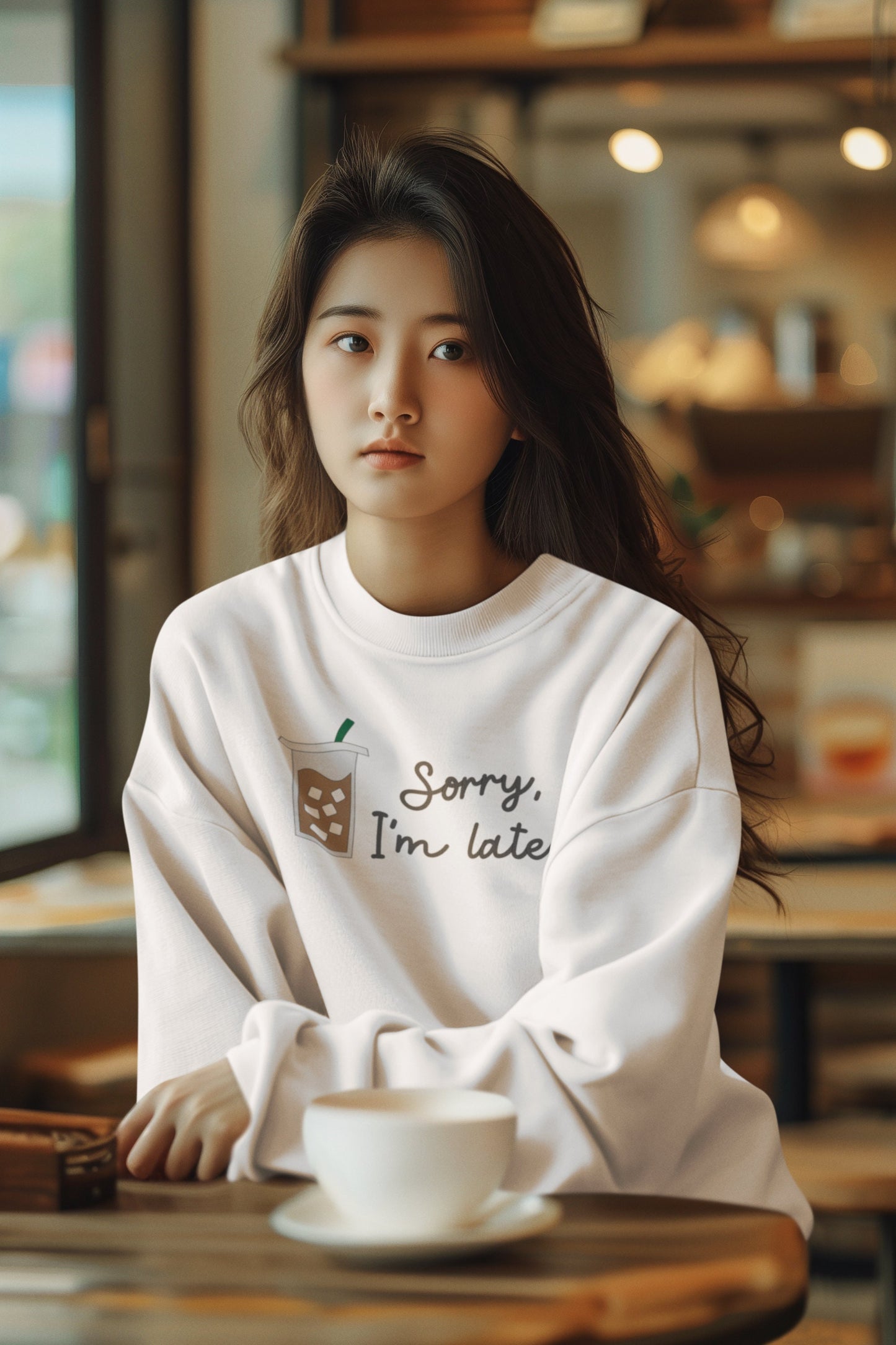 Sorry I'm Late Coffee Crewneck Sweatshirt Tshirt Coffee Lover