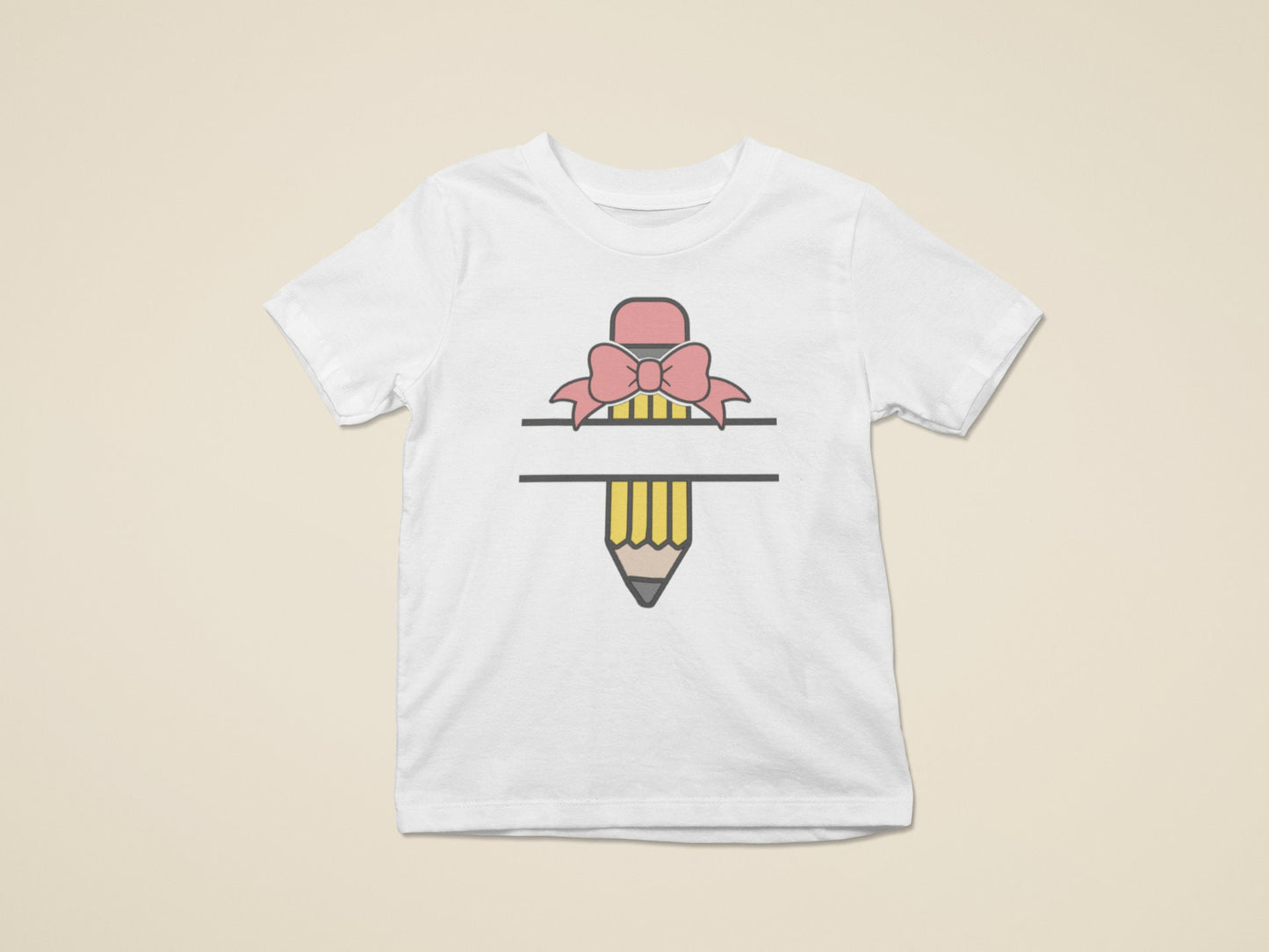 Pencil Bow Tshirt Back to School First Day Students
