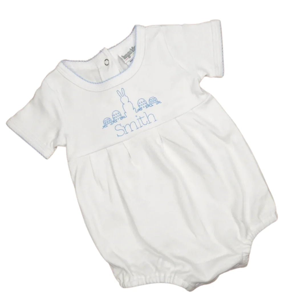Personalized Embroidered Knit Bubble with Picot Trim