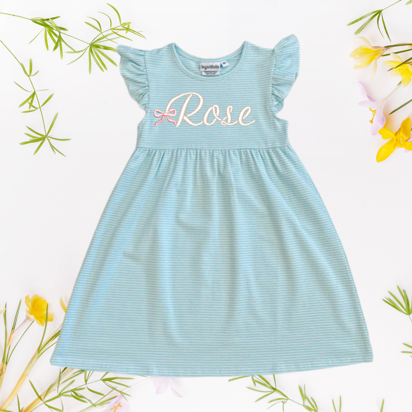 Custom Easter Flutter Sleeve Dress - Embroidered Girls & Babies Easter Sunday Dress