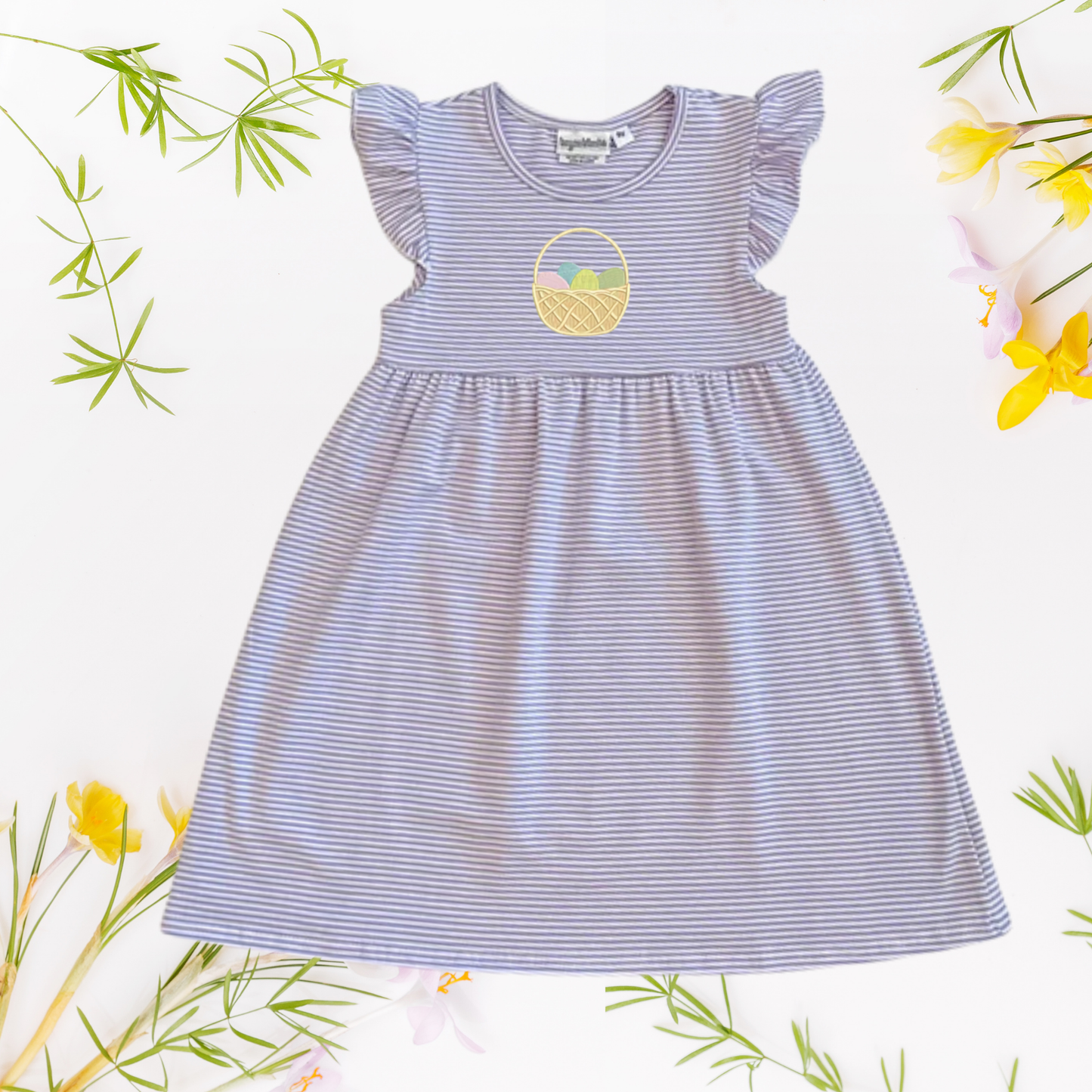 Custom Easter Flutter Sleeve Dress - Embroidered Girls & Babies Easter Sunday Dress