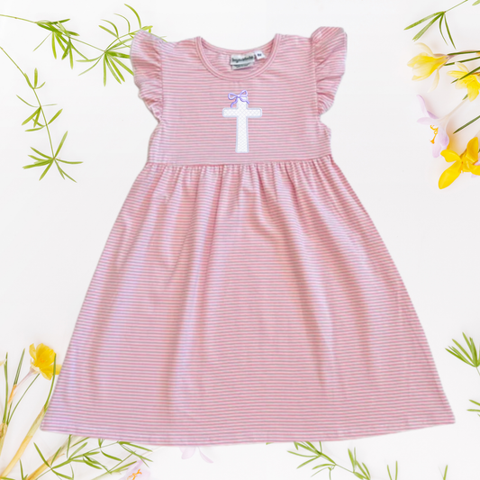 Custom Easter Flutter Sleeve Dress - Embroidered Girls & Babies Easter Sunday Dress