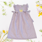 Easter Seersucker Side Tie Dress - Embroidered Girls & Babies Easter Sunday Dress