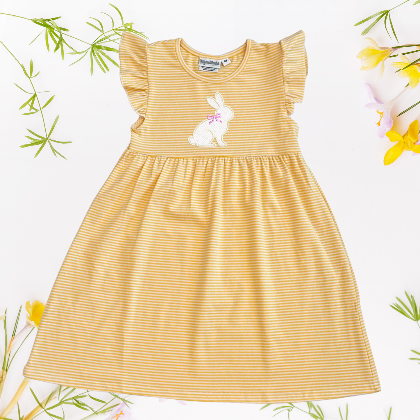 Custom Easter Flutter Sleeve Dress - Embroidered Girls & Babies Easter Sunday Dress