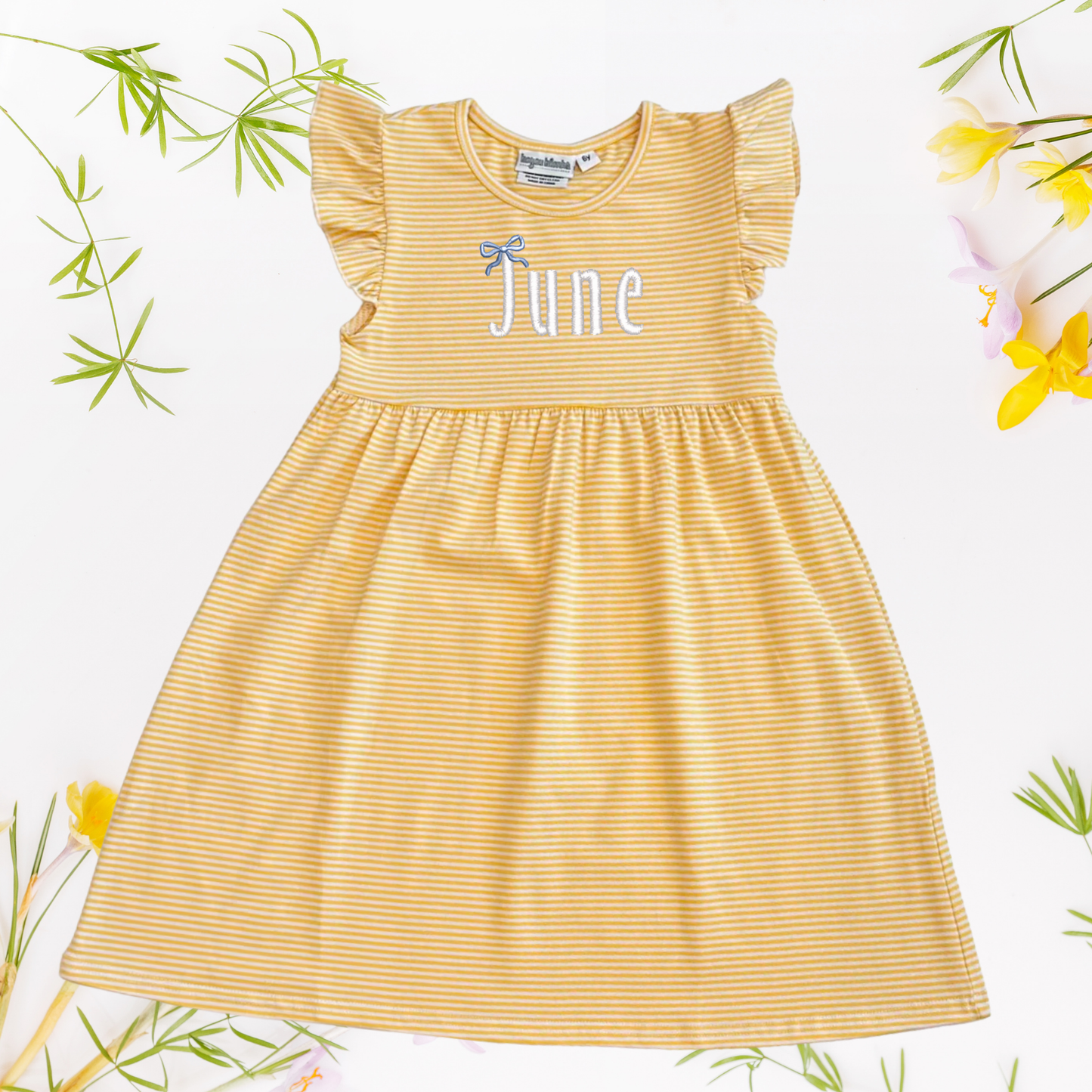 Custom Easter Flutter Sleeve Dress - Embroidered Girls & Babies Easter Sunday Dress