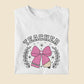 Pink Pencil Bow Teacher Tshirt Back to School First Day